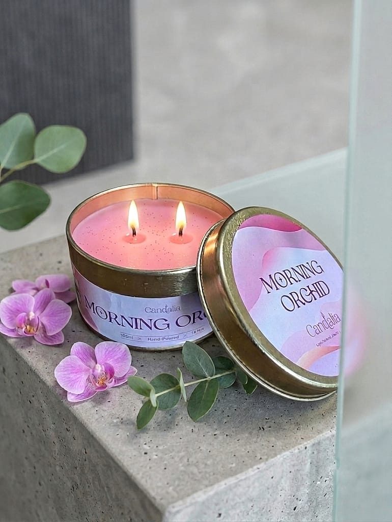 Morning Orchid Tin Candle