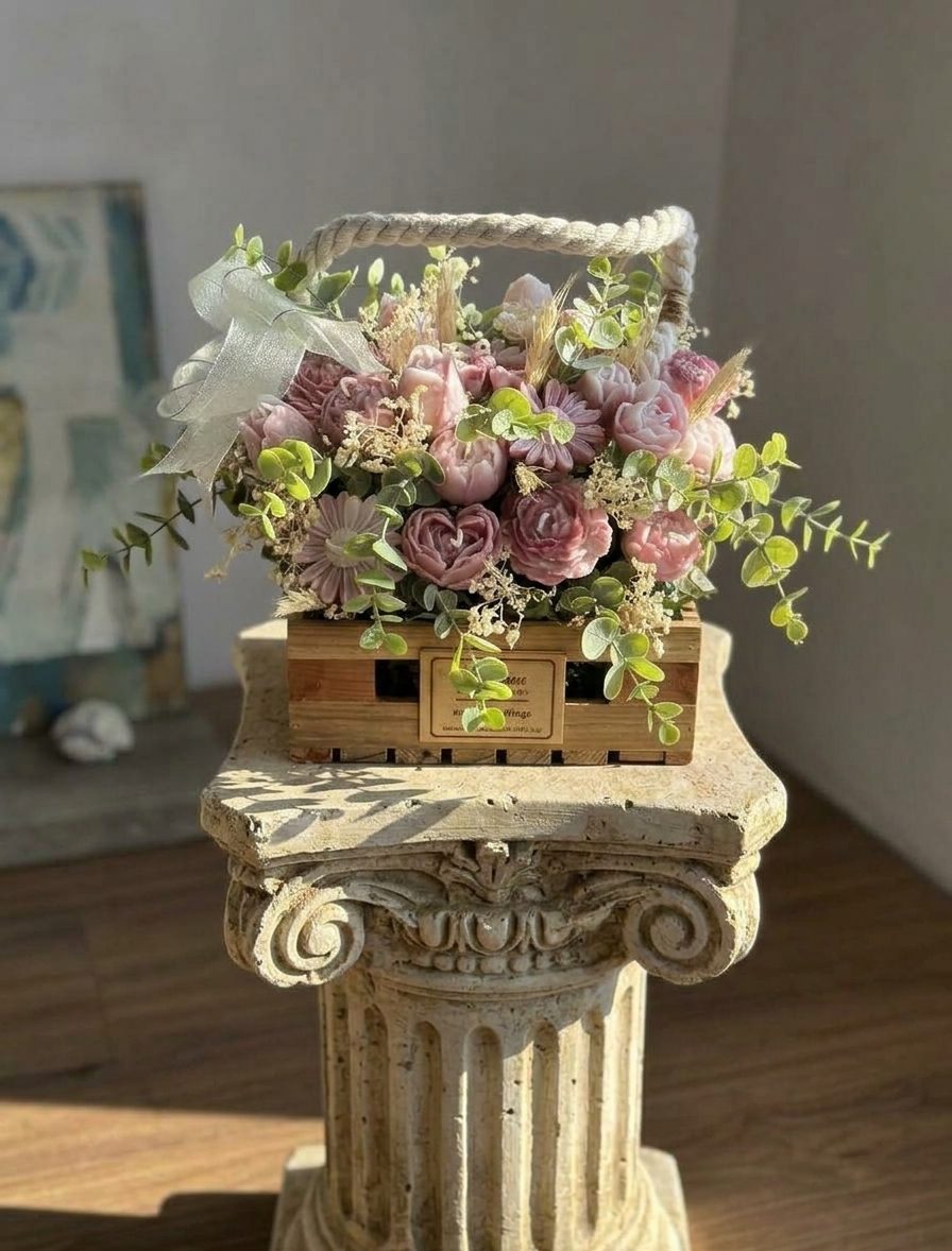 Purple Candle Flower Bouquet 35 Piece Arrangement