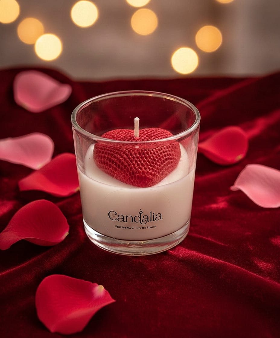 One Heart Round Glass English Rose